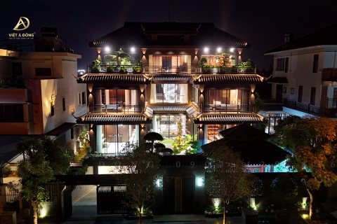 Thi công kiến trúc biệt thự gỗ óc chó Thanh Vân Phủ 