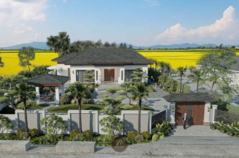 Thiết kế - Thi công kiến trúc biệt thự gỗ óc chó tại Đồng Châu, Thái Bình - Anh Việt