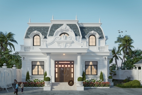 Thiết kế - Thi công kiến trúc biệt thự gỗ óc chó tại Thái Nguyên - Chị Mai
