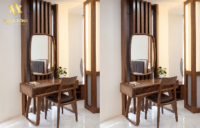 10+ Mẫu bàn trang điểm gỗ óc chó sang trọng cho phòng ngủ