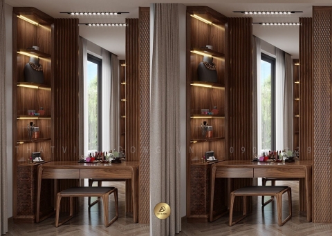 Bàn trang điểm gỗ óc chó BTD - 08