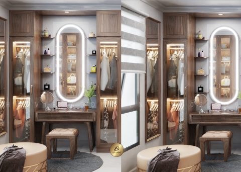 Bàn trang điểm gỗ óc chó BTD - 09