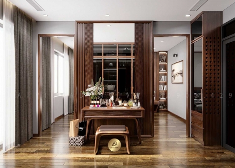 Bàn trang điểm gỗ óc chó BTD - 11