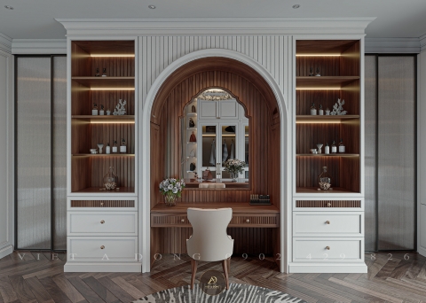 Bàn trang điểm gỗ óc chó BTD - 18