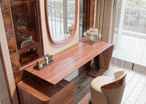 Bàn trang điểm gỗ óc chó BTD - 19