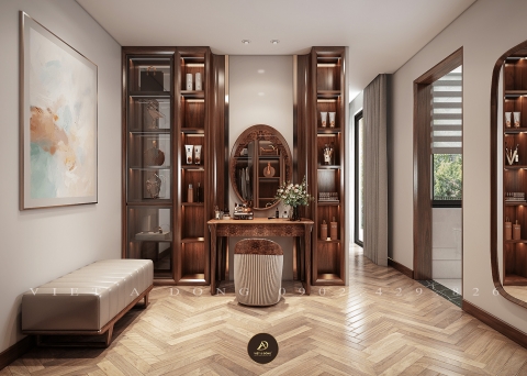 Bàn trang điểm gỗ óc chó BTD - 21