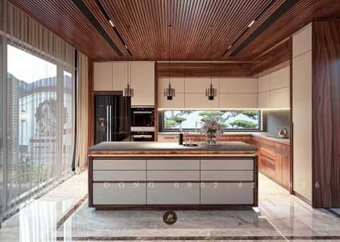 Tủ bếp gỗ óc chó TB - 23