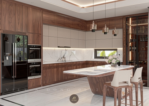 Tủ bếp gỗ óc chó TB - 24