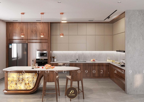 Tủ bếp gỗ óc chó TB - 25