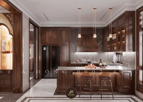 Tủ bếp gỗ óc chó TB - 26