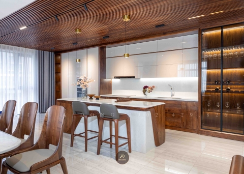 Tủ bếp gỗ óc chó TB - 26