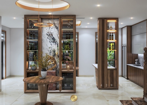 Tủ rượu gỗ óc chó TR-02