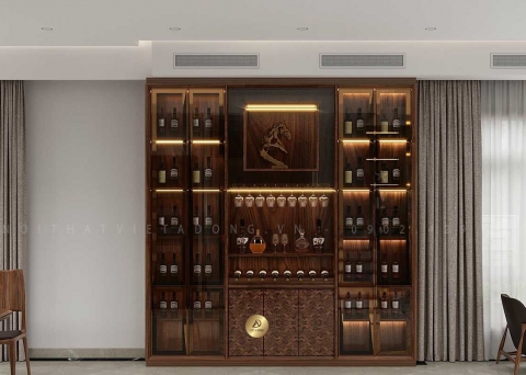 Tủ rượu gỗ óc chó TR-14