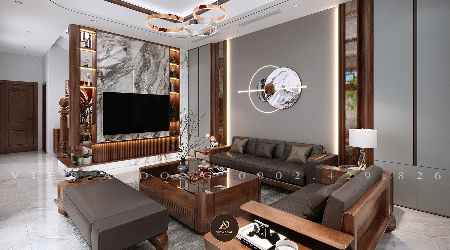 Mẫu thiết kế nội thất phòng khách đẹp cho nhà ống kiểu Pháp