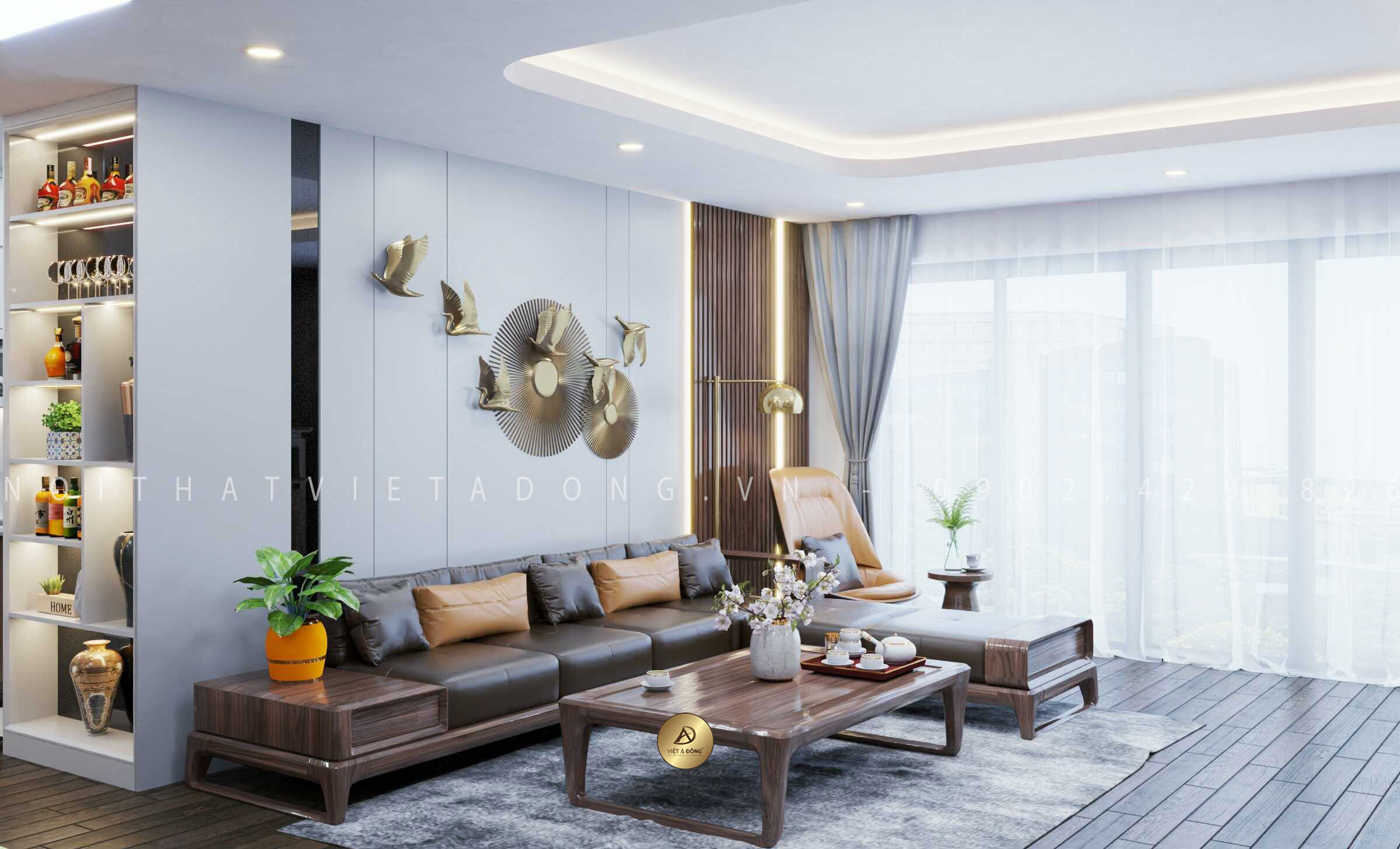 Ghế sofa chữ L thiết kế độc đáo, hiện đại