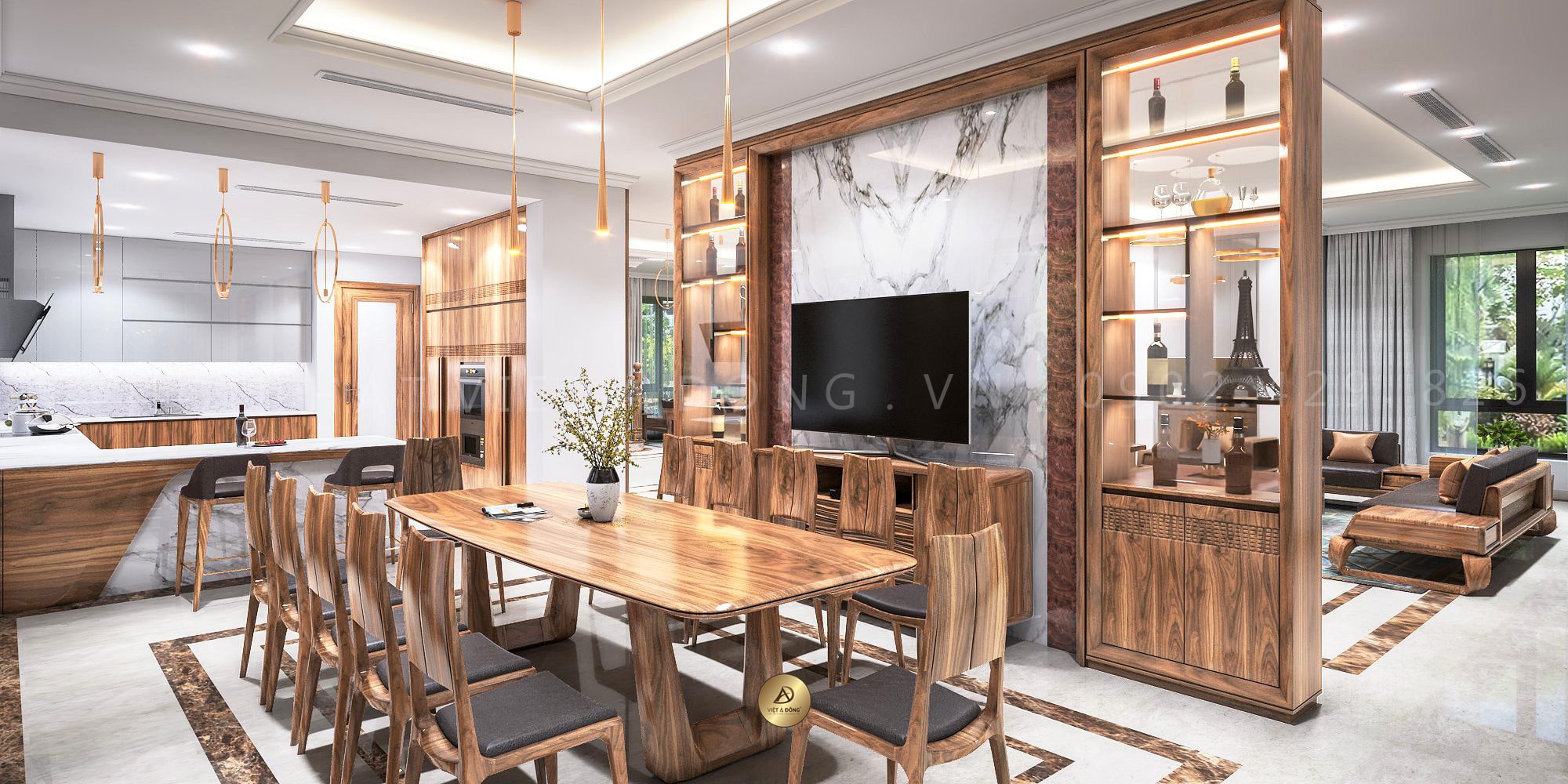 Phòng bếp biệt thự Vinhome Riverside