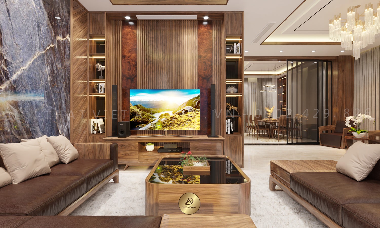 Nội thất phòng khách biệt thự Vinhome Green Bay