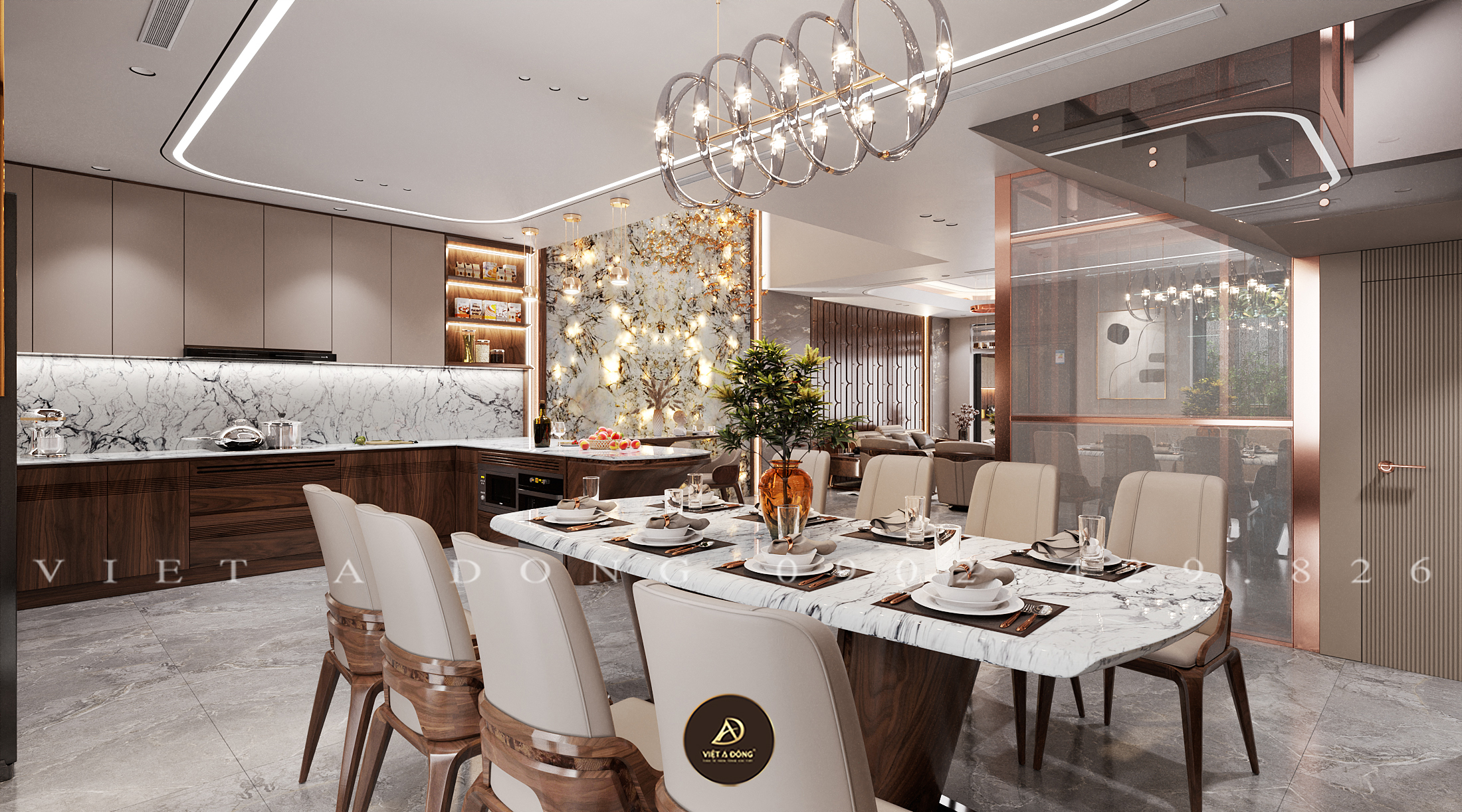 Bàn ăn gỗ óc chó 8 ghế