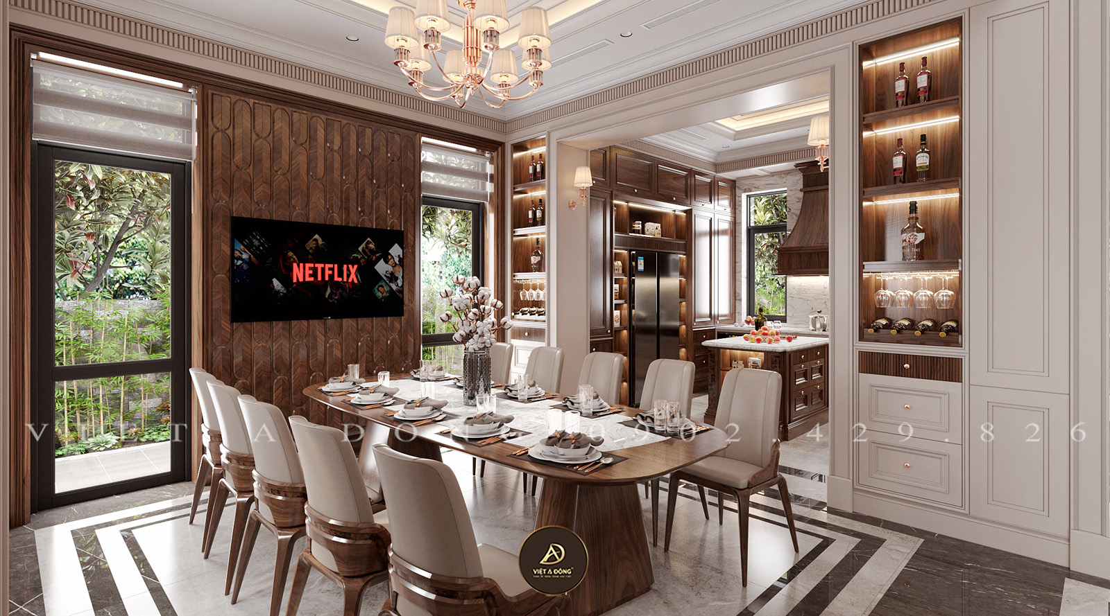 Bàn ăn cho không gian biệt thự