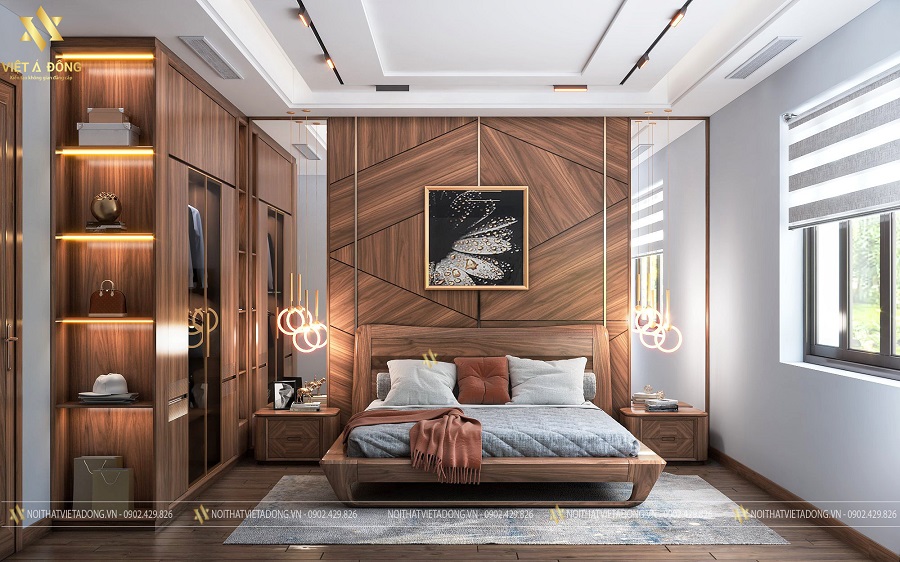 Giường ngủ gỗ óc chó mang đến không gian đẳng cấp