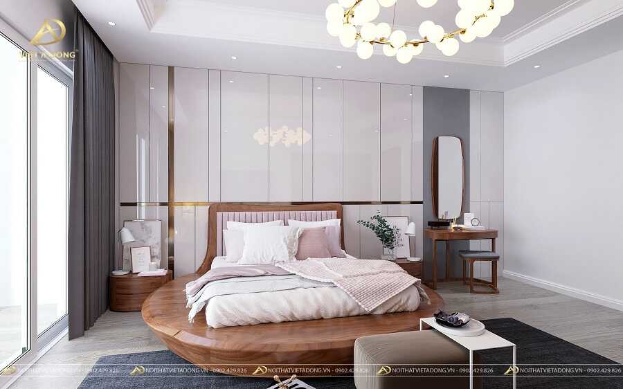 Giường ngủ gỗ óc chó dáng tròn GN-17