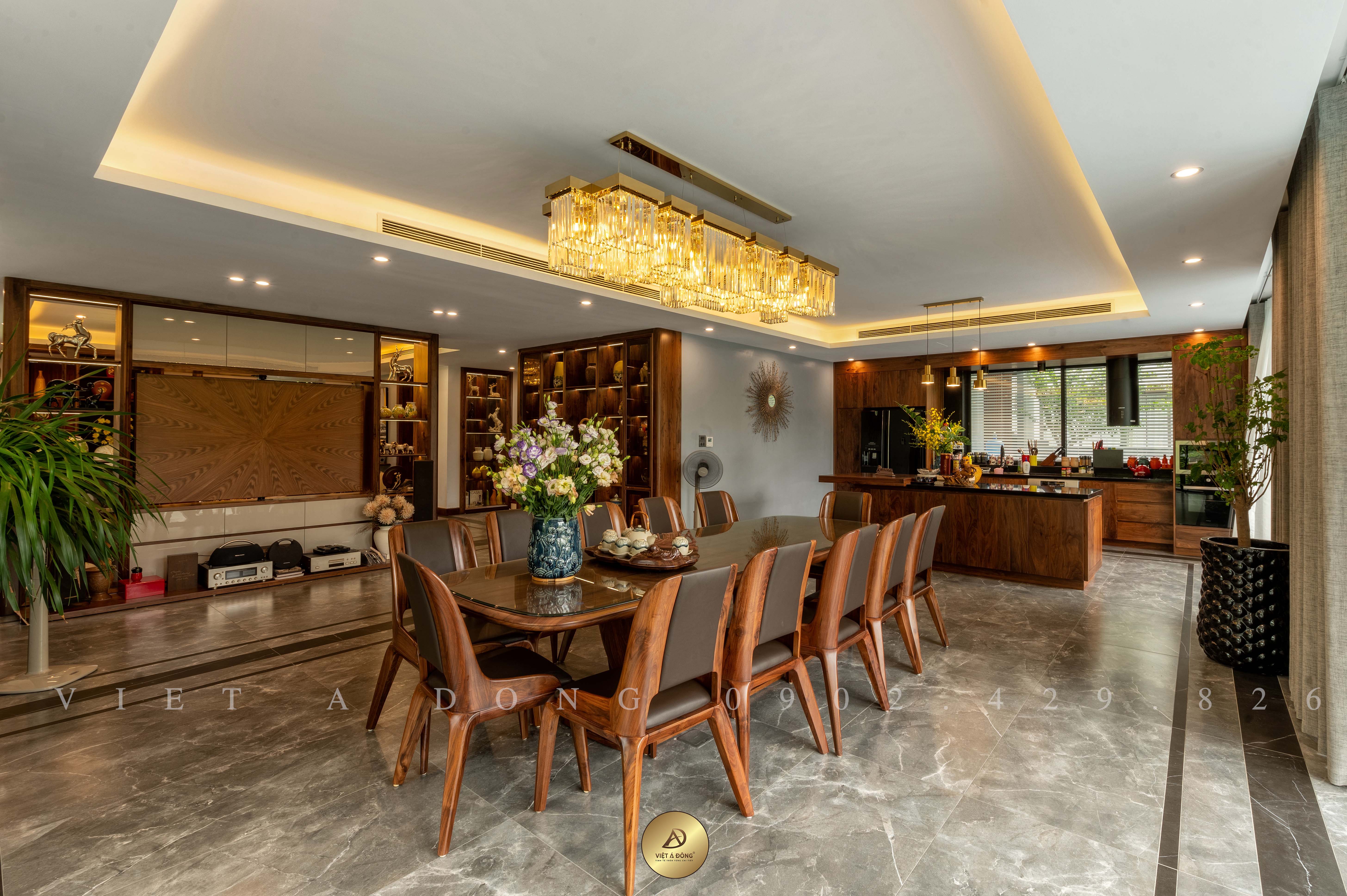 Bàn ăn gỗ óc chó 6 ghế