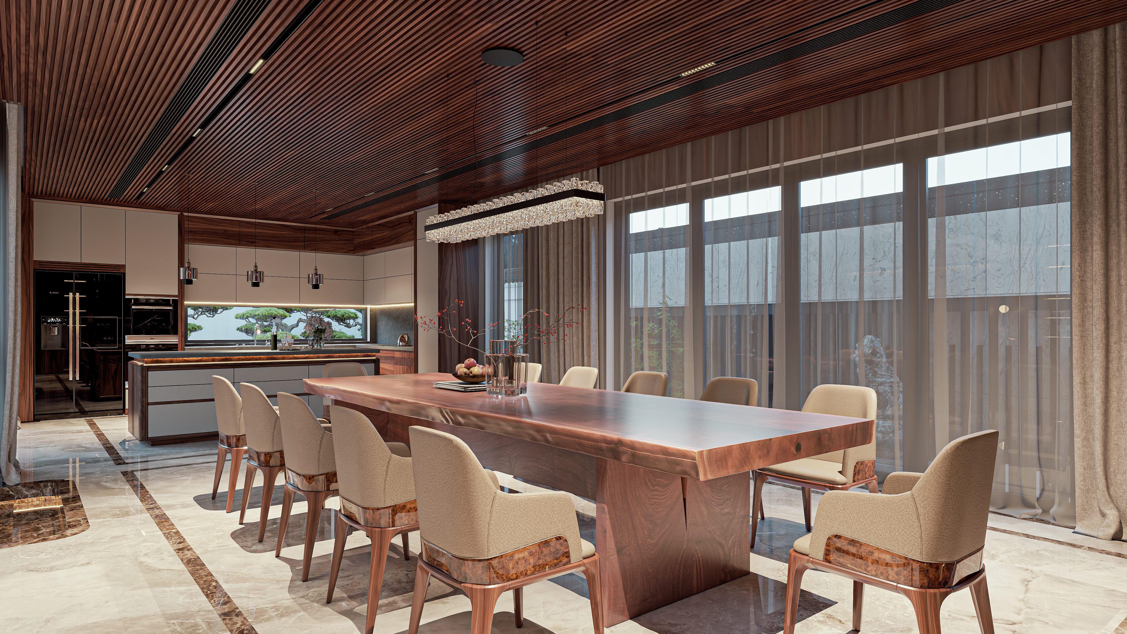 Bàn ăn gỗ óc chó 6 ghế