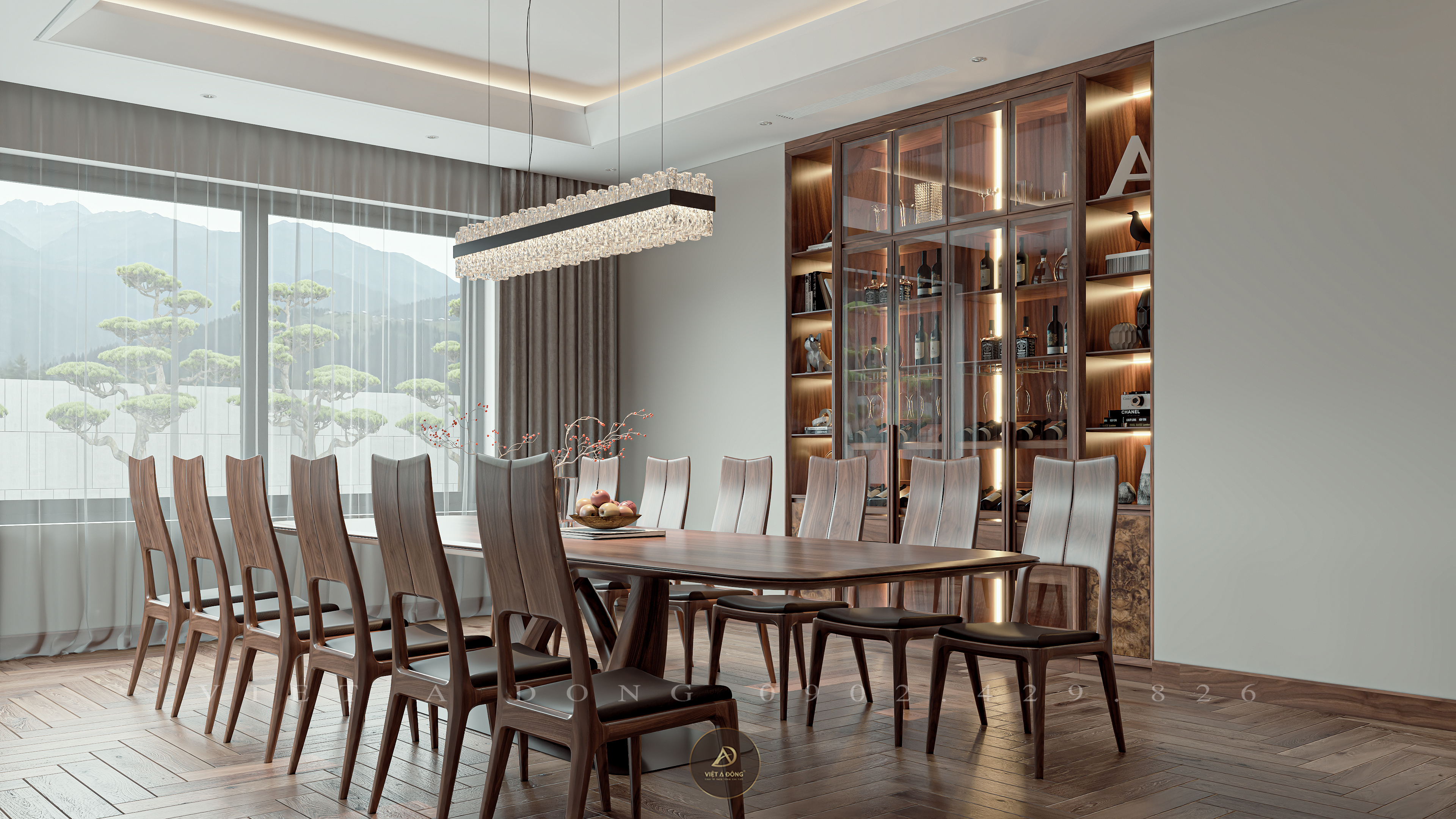 Bàn ăn gỗ óc chó 6 ghế