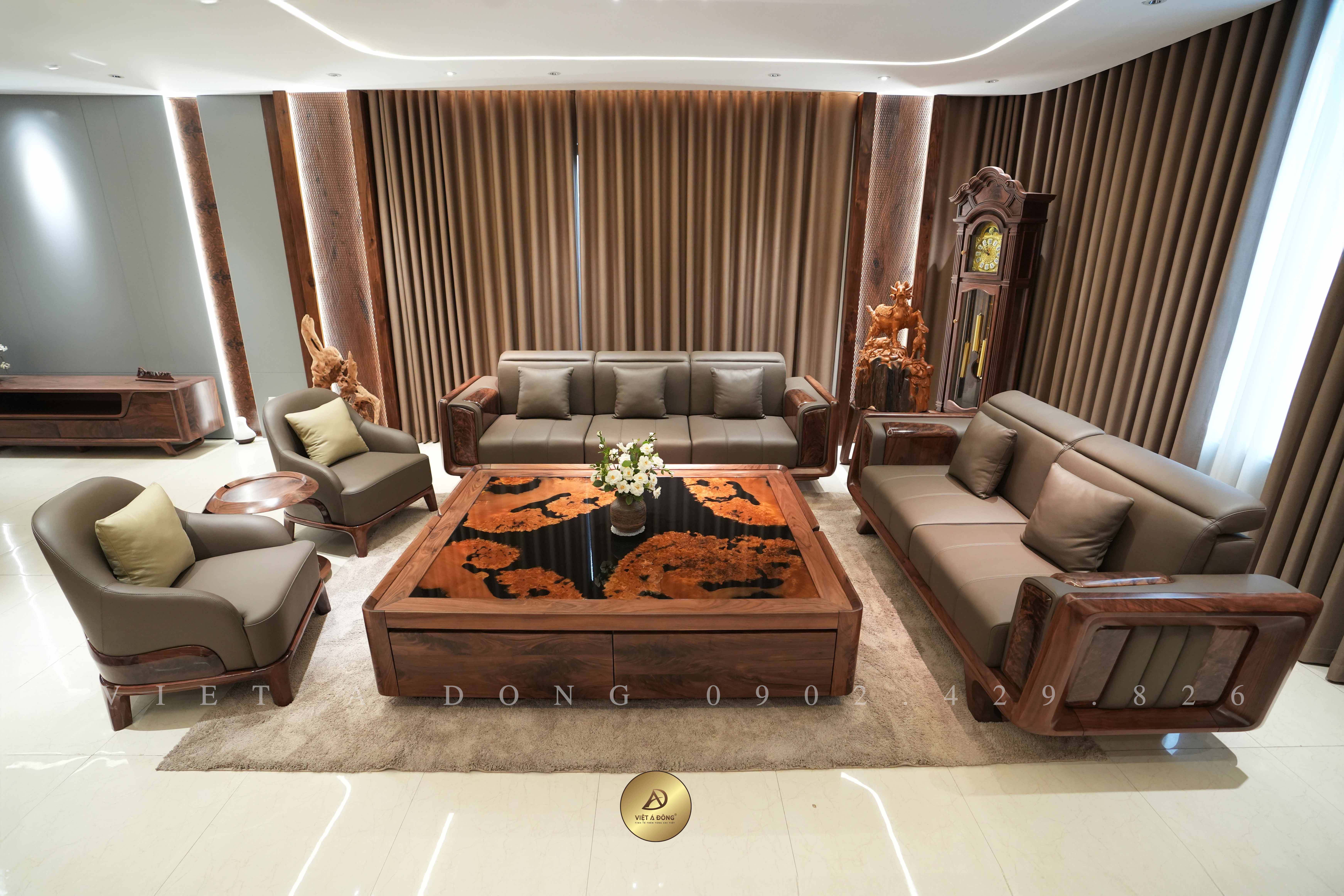 Sofa gỗ óc chó SF-05