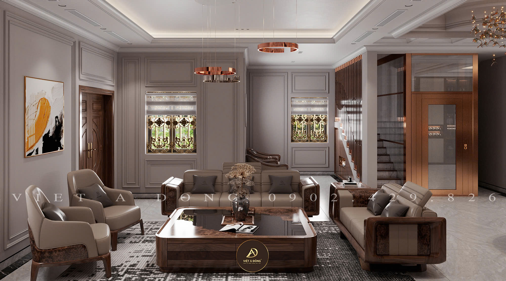 phòng khách biệt thự gò gấp