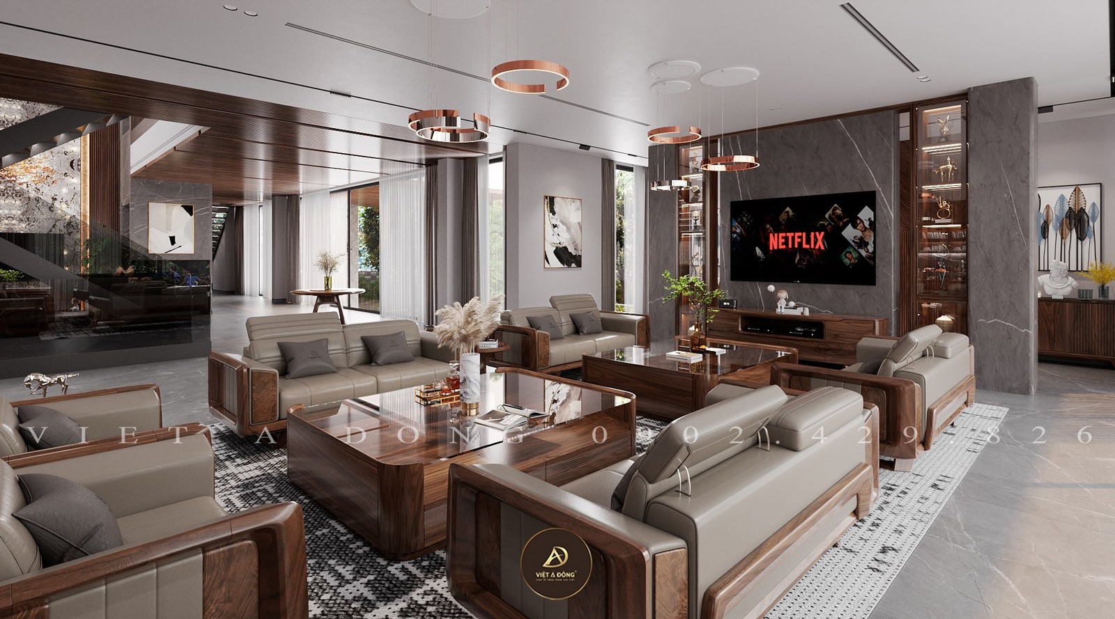 không gian nội thất gỗ óc chó